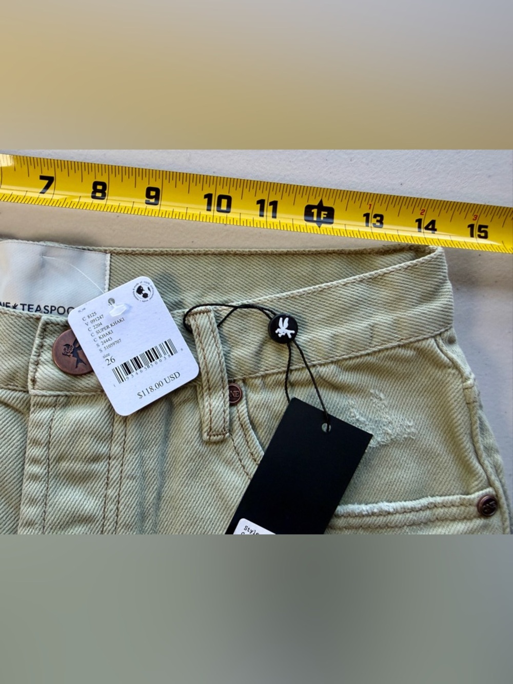 One Teaspoon Frankies Super Khaki Distressed Denim Shorts 26 NWT Jorts - Picture 4 of 10